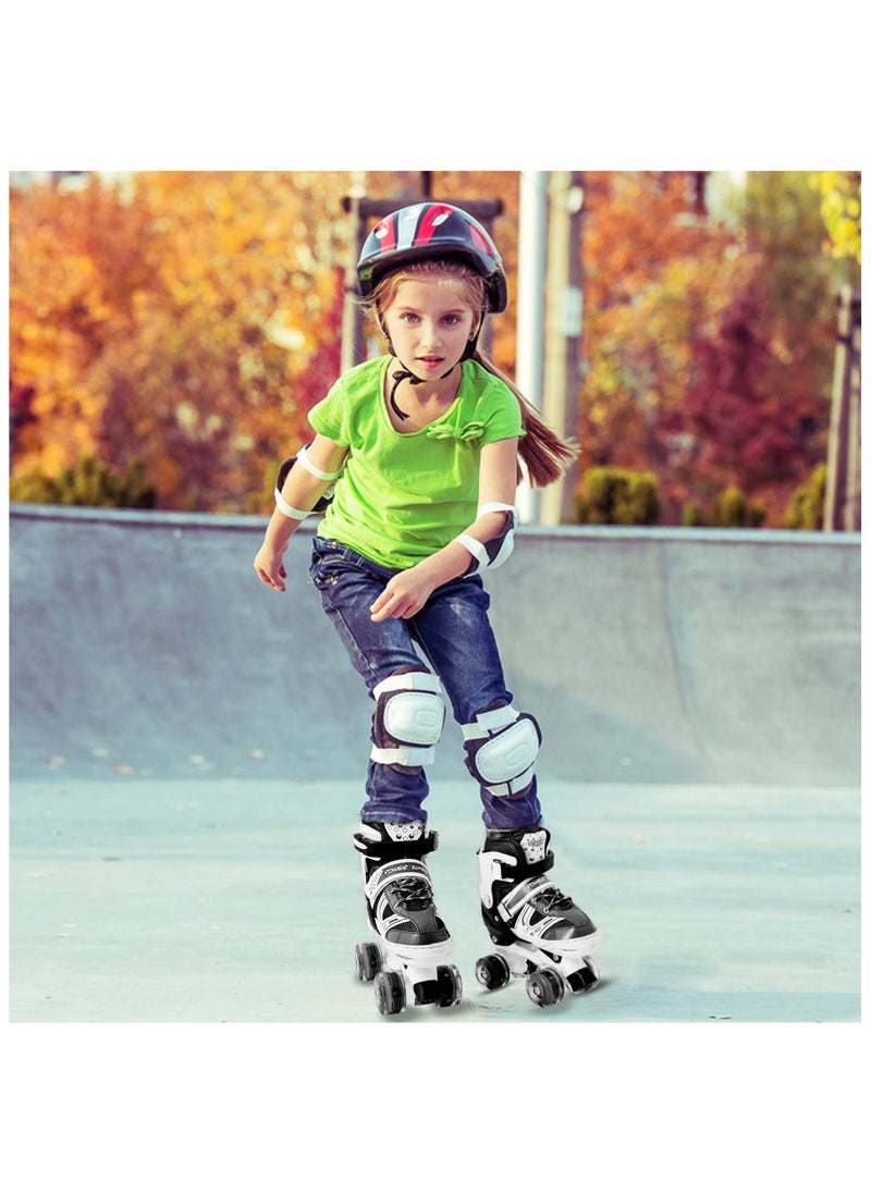 POWER - Adjustable Roller Skate Shoes 2-Rows 4-Wheels Size Large 39-42, Black - Image 1