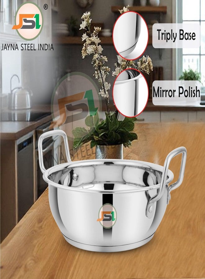JSI Stainless Steel Cookware Set for Induction Base - Pack of 3 Pcs, Tope 2000ml, Saucepan 2000ml, Kadhai 2300ml - Triply Sandwich Base Cooking Pot Pan Set for Kitchen - Highly Durable & Food Safe - Image 5