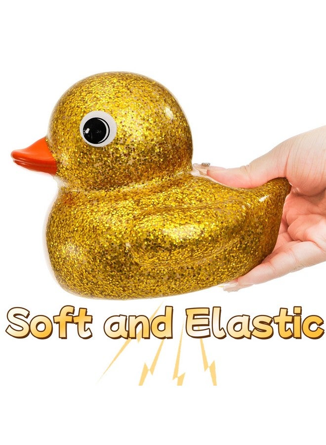 Goaste 2 Pack Giant Glitter Rubber Ducks, 6.7 Inch Big Yellow Ducky, Large Sparkly Toy Duckies with Squeaky Sound, Bathtub Floating Rubber Ducks for Baby Shower, Birthday Party, Summer Beach - Image 4