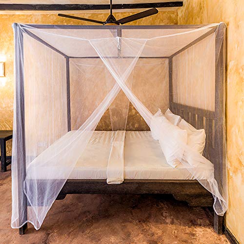 Universal Backpackers Mosquito Net for Single to King-Sized Beds – 2 Side Openings & 6 Hanging Loops – Decorative Rectangular Shape for Home & Travel – Bed Canopy Hanging Kit & Carrying Bag Included - Image 2