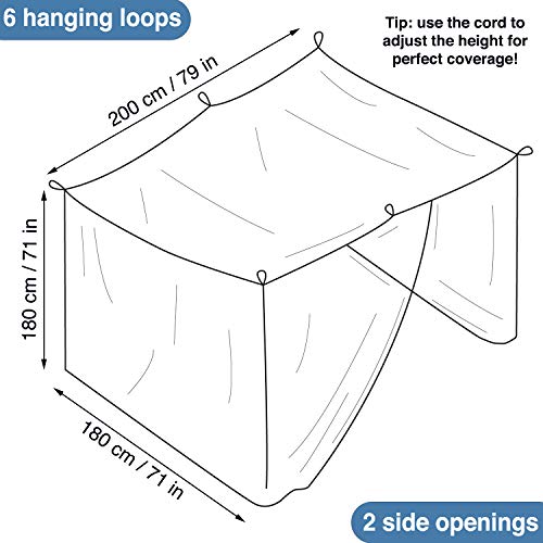 Universal Backpackers Mosquito Net for Single to King-Sized Beds – 2 Side Openings & 6 Hanging Loops – Decorative Rectangular Shape for Home & Travel – Bed Canopy Hanging Kit & Carrying Bag Included - Image 4