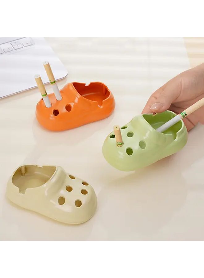Creative Shoe Shaped Ashtray Dual Use Decorative Desktop Accessory Green Glossy Glaze Finish - Image 1