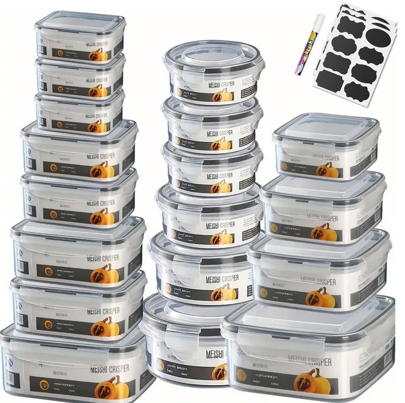 Premify 18Pcs Large Airtight Meal Prep Food Storage Containers Set with Lids  20 Labels  Stackable BPAFree Plastic Organizer