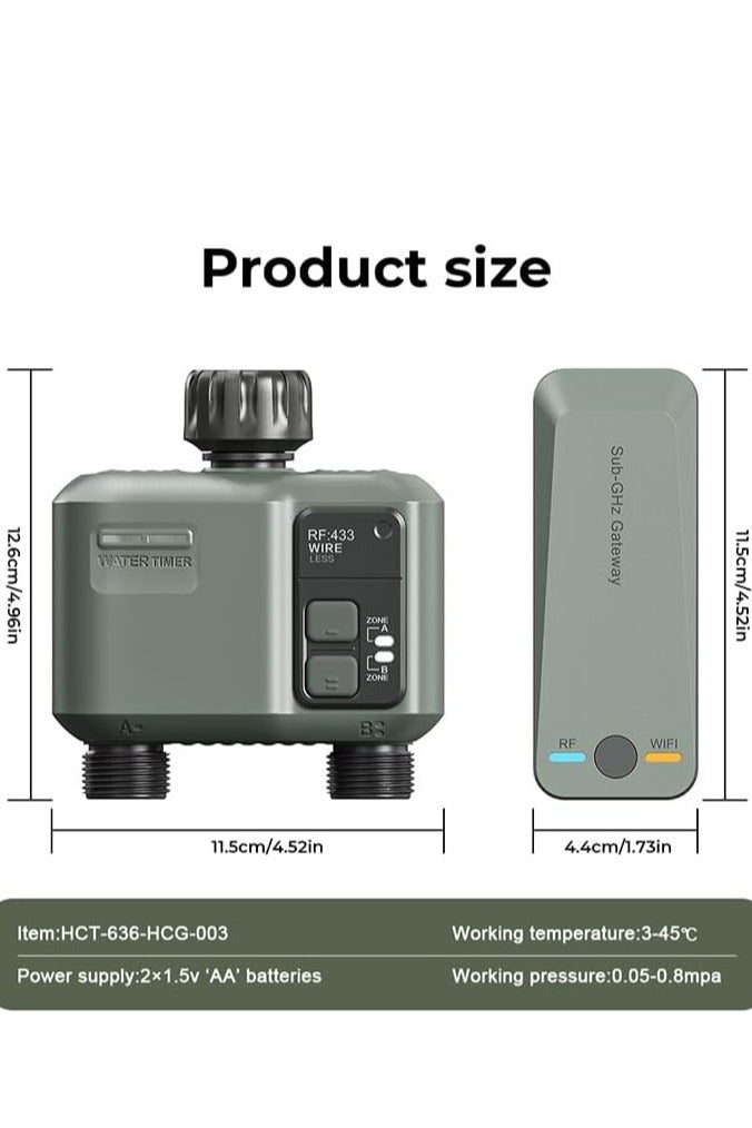 Egardenkart Egardenkart Water Timer Wifi - Multifunctional Sprinkler Timer for Automatic Irrigation System | Hose Timer with Sprinkler Controller | Waterproof Irrigation Timer, Wifi Dual Outlet - Image 2