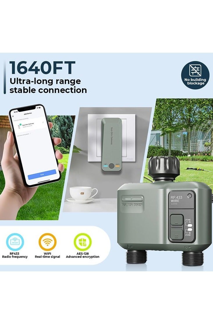 Egardenkart Egardenkart Water Timer Wifi - Multifunctional Sprinkler Timer for Automatic Irrigation System | Hose Timer with Sprinkler Controller | Waterproof Irrigation Timer, Wifi Dual Outlet - Image 3