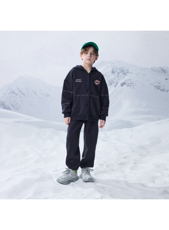 مكد 【أعلى + بنطلون】mqd مجموعة هودي للأولاد الأكبر سنًا بأسلوب أكاديمي ربيعي/خريفي - Image 4