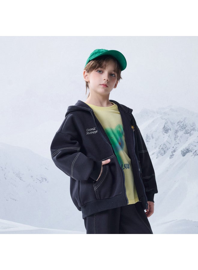 مكد 【أعلى + بنطلون】mqd مجموعة هودي للأولاد الأكبر سنًا بأسلوب أكاديمي ربيعي/خريفي - Image 2