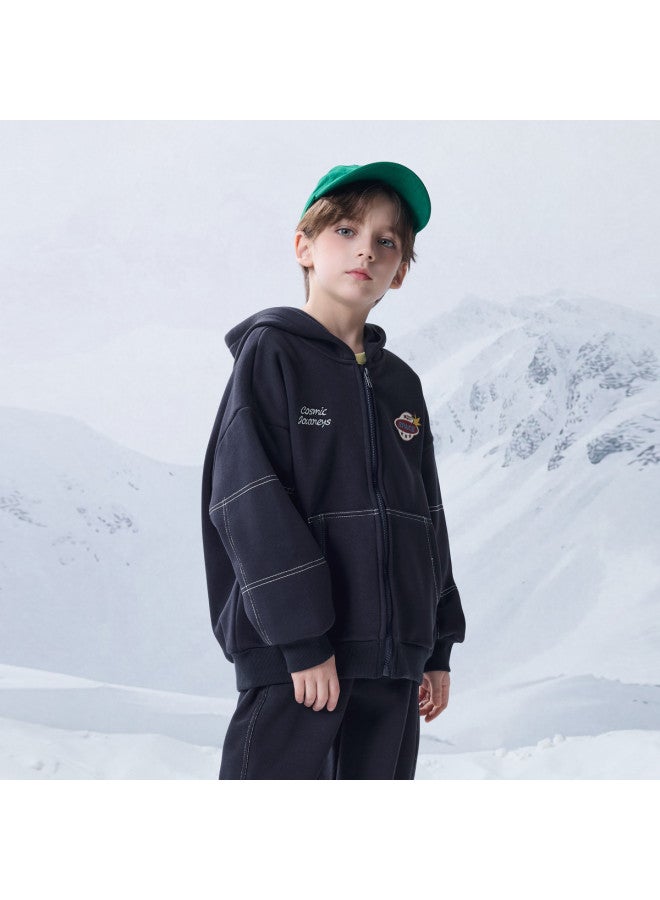 مكد 【أعلى + بنطلون】mqd مجموعة هودي للأولاد الأكبر سنًا بأسلوب أكاديمي ربيعي/خريفي - Image 3