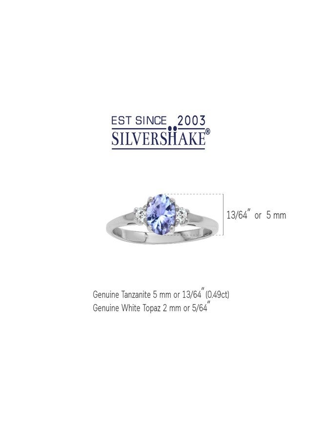 Silvershake Petite Genuine Tanzanite and White Topaz 925 Sterling Silver Promise Ring Size 5.5 - Image 3