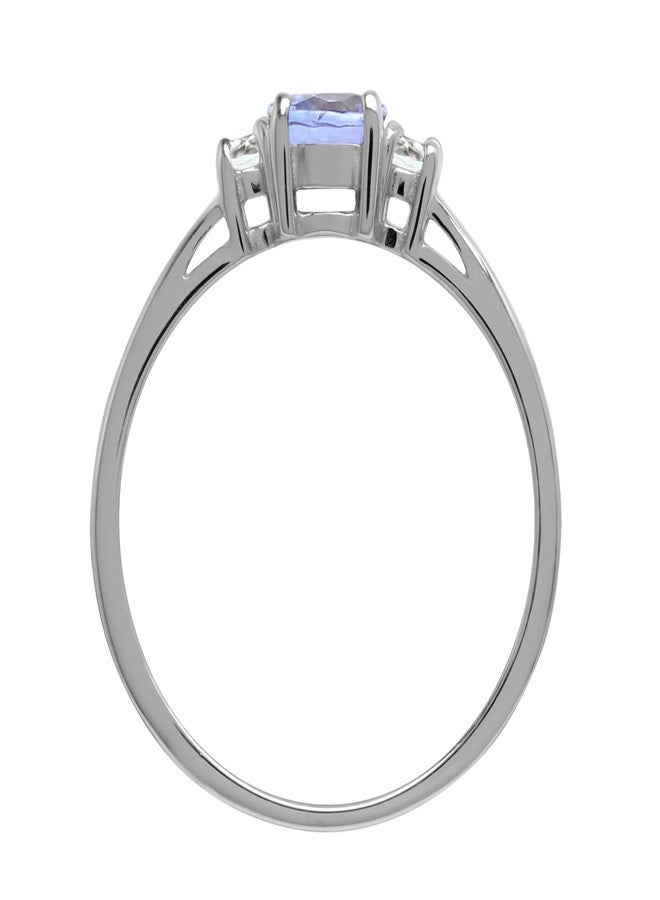 Silvershake Petite Genuine Tanzanite and White Topaz 925 Sterling Silver Promise Ring Size 5.5 - Image 4