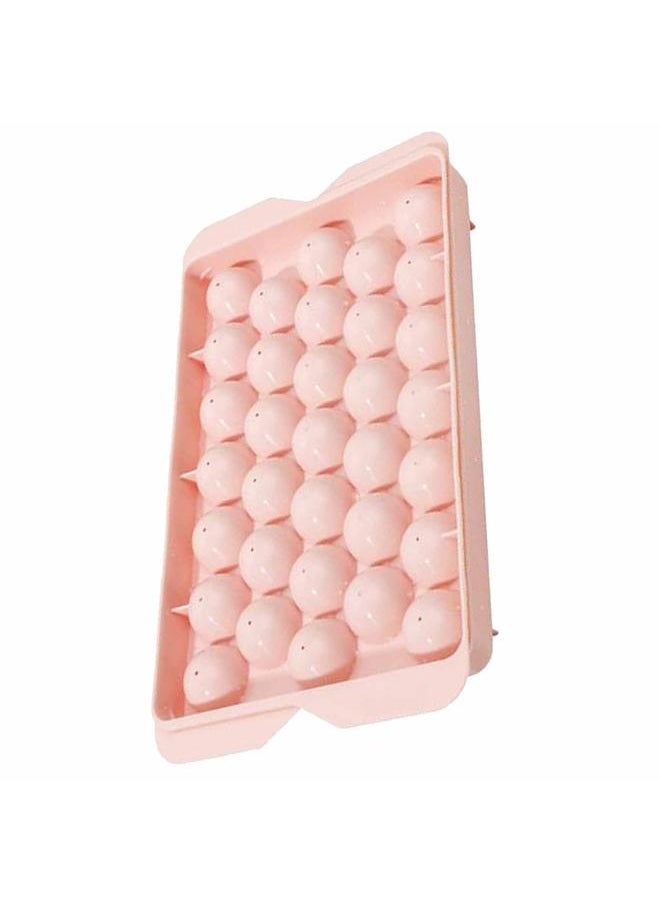 Thoraya - 33 Grid Ice Tray with Lid Compact Freezing Balls Mold PP Plastic Sphere Ice Cube Maker for Home Use Pink - Image 1