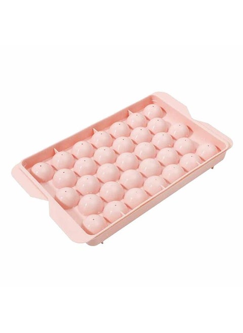 33 Grid Ice Tray with Lid Compact Freezing Balls Mold PP Plastic Sphere Ice Cube Maker for Home Use Pink