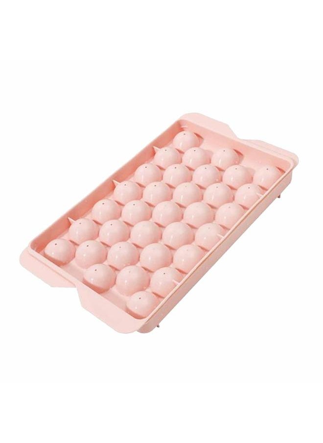 Thoraya - 33 Grid Ice Tray with Lid Compact Freezing Balls Mold PP Plastic Sphere Ice Cube Maker for Home Use Pink - Image 1