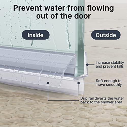 AmazerBath 3 PCS Shower Door Bottom Seal for 3/8 Inch Glass - (15.75 Inches x 3), 3 Section Segmented Shower Installation Kit Frameless Glass Door Seal Strip - Image 4