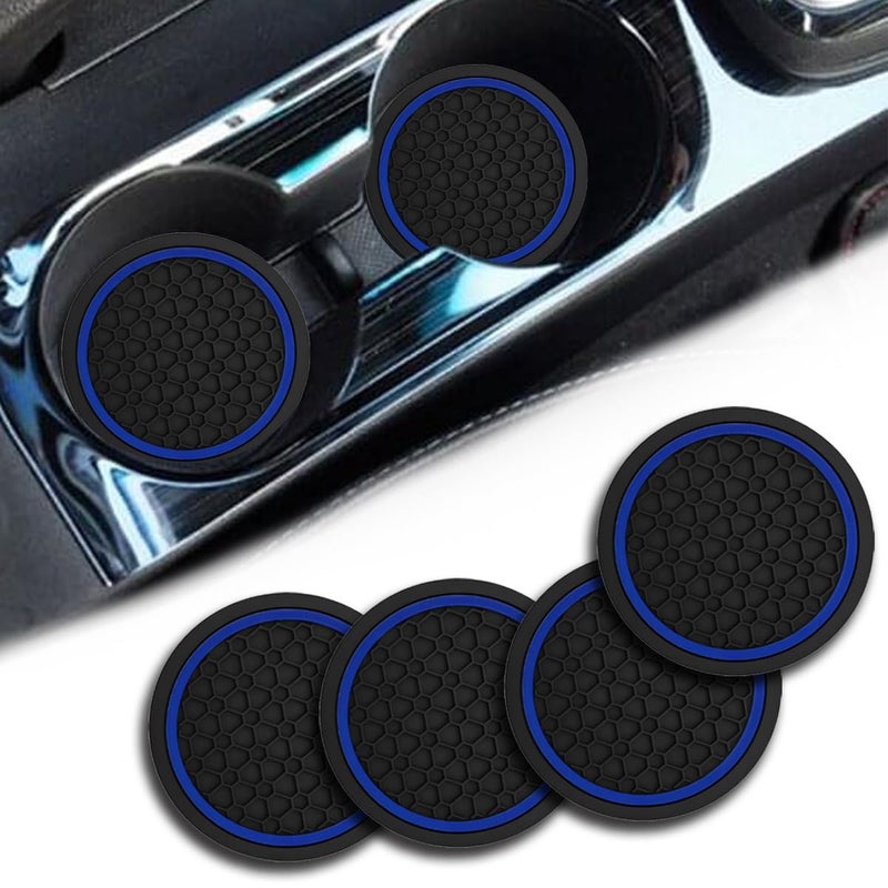 Couslcd Car Cup Holder Coasters Dustproof Automotive Interior Accessories Mat275 Inch NonSlip Insert Water Bottle Holder Pads Universal for Vehicles Trucks RVs and More BlackBlue 4PCS - Image 3
