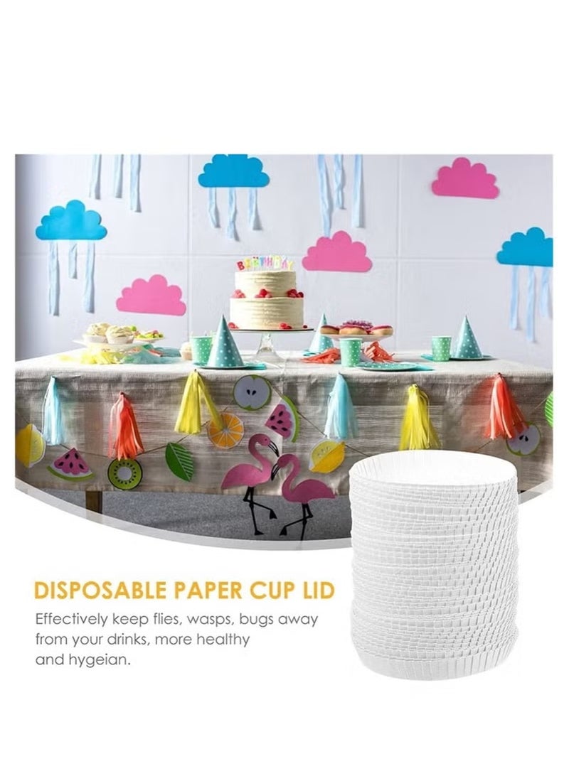 100pcs Disposable Paper Cup Covers, Coffee Tea Covers Recycled Drinking Lids Perfect for Travel Hotel Bar Parties Wedding Home Kitchen 7.5 X 7.5cm  - Image 4