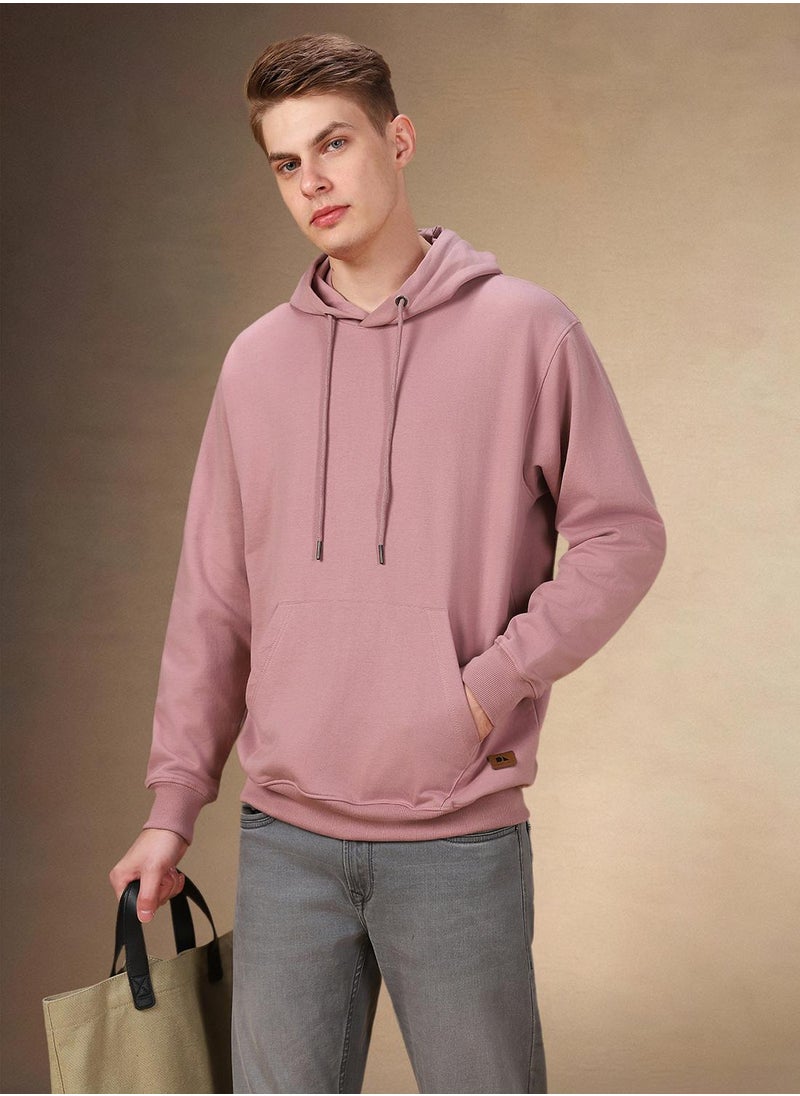 Dennis Lingo - Men's Dusty Pink Polyester Blend Solid Regular Fit Sweatshirt - Image 1