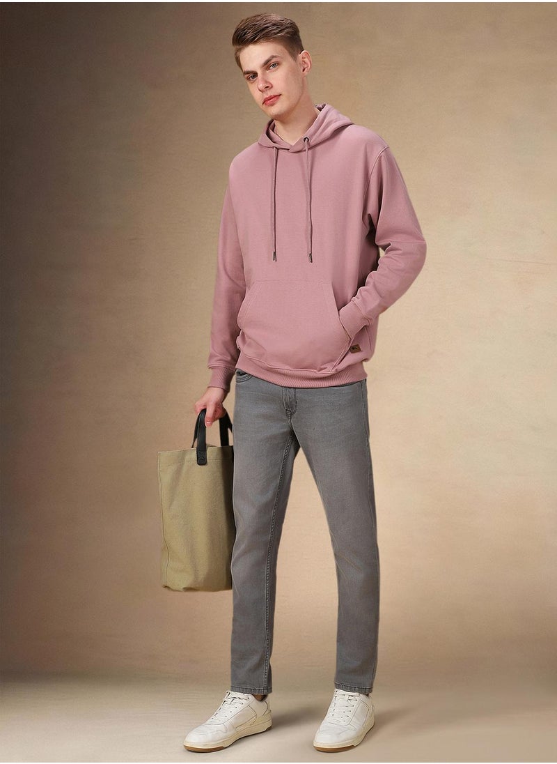 Dennis Lingo - Men's Dusty Pink Polyester Blend Solid Regular Fit Sweatshirt - Image 1