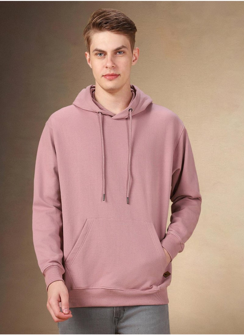 Dennis Lingo - Men's Dusty Pink Polyester Blend Solid Regular Fit Sweatshirt - Image 1