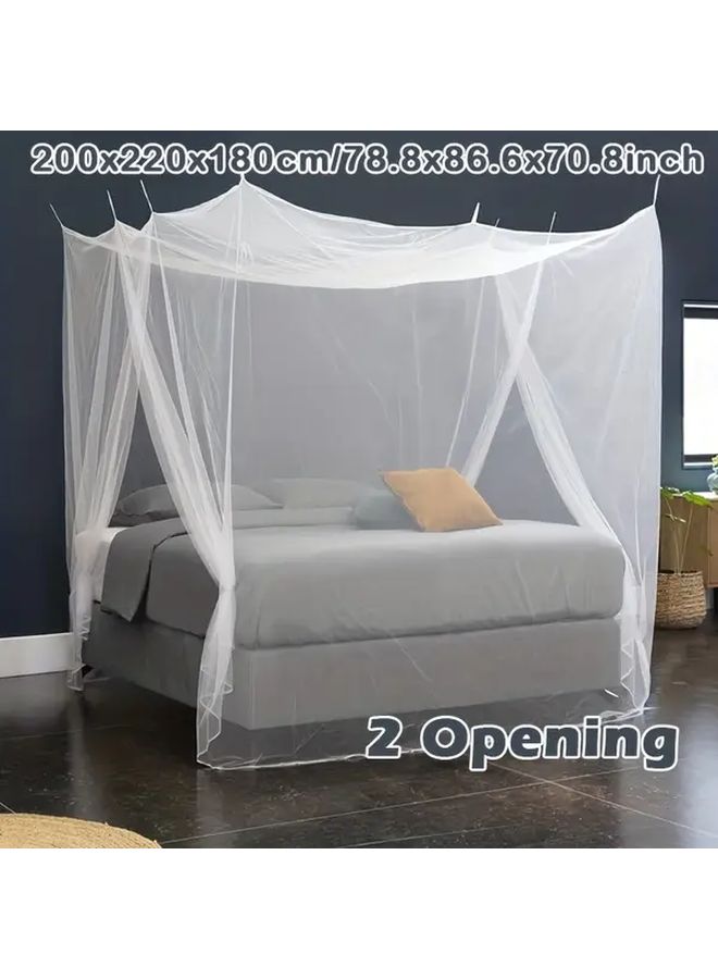 White Mosquito Net For Double To King Size Bed Canopy With 2 Openings Easy Install - Image 1