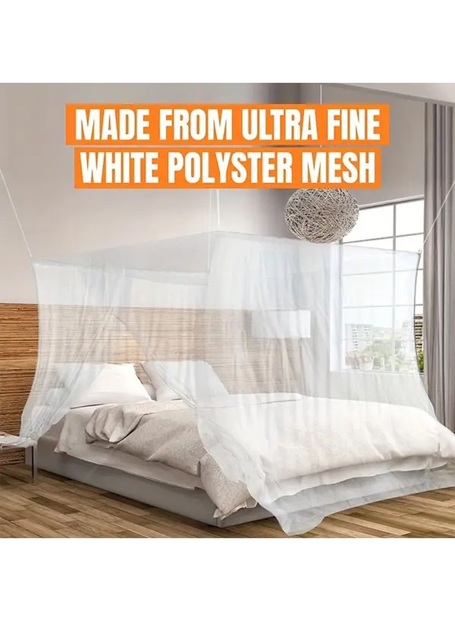 White Mosquito Net For Double To King Size Bed Canopy With 2 Openings Easy Install - Image 4
