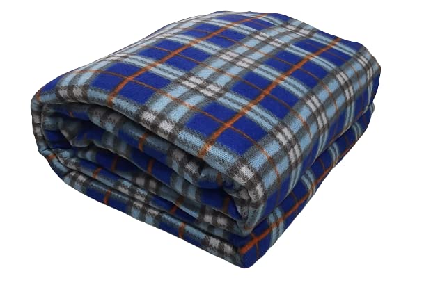 MAMRAJ Double Bed ||Fleece|| Checkered Quilt Cover/Duvet Cover/Rajai Cover/Blanket Cover for Winters (90×100 Inches) (Blue) - Image 4