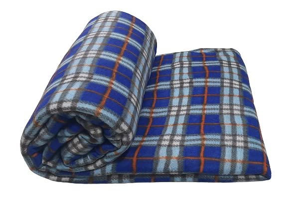 MAMRAJ Double Bed ||Fleece|| Checkered Quilt Cover/Duvet Cover/Rajai Cover/Blanket Cover for Winters (90×100 Inches) (Blue) - Image 3