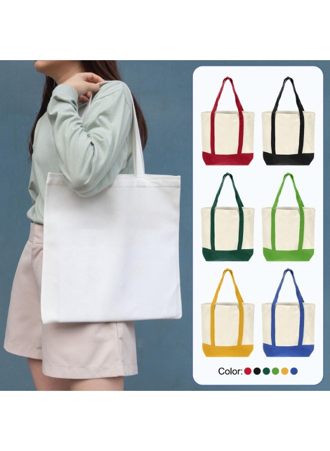 2-Pack Canvas Tote Bags with Zipper, Reusable Shopping Bag with External Pocket - Image 2