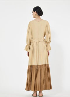 House of Moda Color Block Empire Waist Ruffle Trim Maxi Dress by Styli  - Image 2