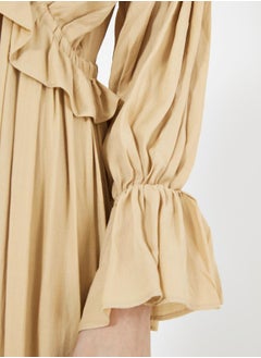 House of Moda Color Block Empire Waist Ruffle Trim Maxi Dress by Styli  - Image 1