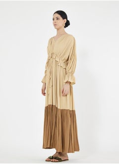 House of Moda Color Block Empire Waist Ruffle Trim Maxi Dress by Styli  - Image 3