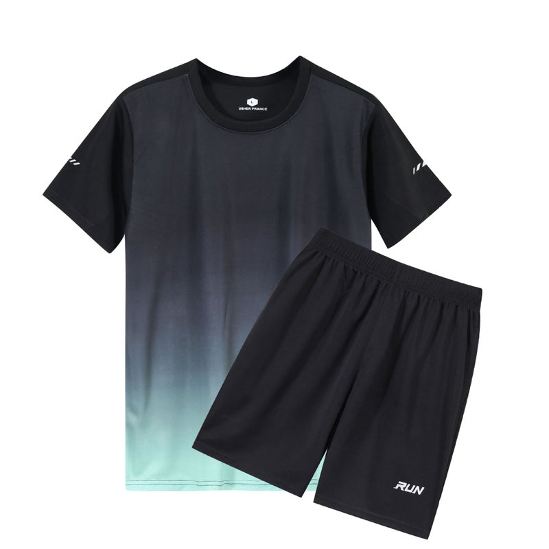 Men and Women Couple plus size Quick-drying Sports Running Suit Round  Neck
