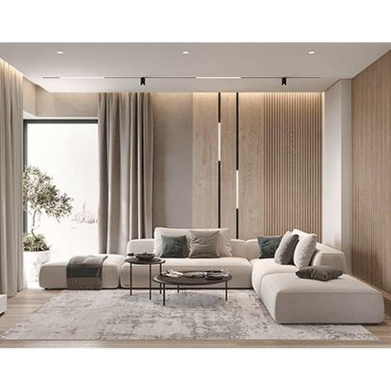 بيتك كنبة زاوية كتان وسويدي - بيج - Image 1