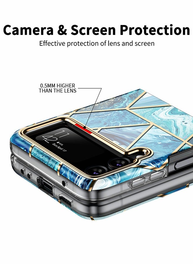 GROIC For Samsung Galaxy Z Flip 4 Case, Marble Shockproof Bumper Stylish Cover,Slim Stylish Protective Bumper Phone Shell for Samsung Z Flip 4 - Image 3