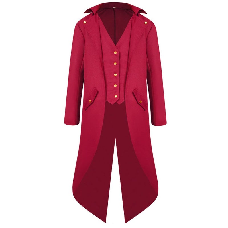 H&ZY Men's Steampunk Vintage Tailcoat Jacket Gothic Victorian Frock Coat Uniform Halloween Costume - Image 4