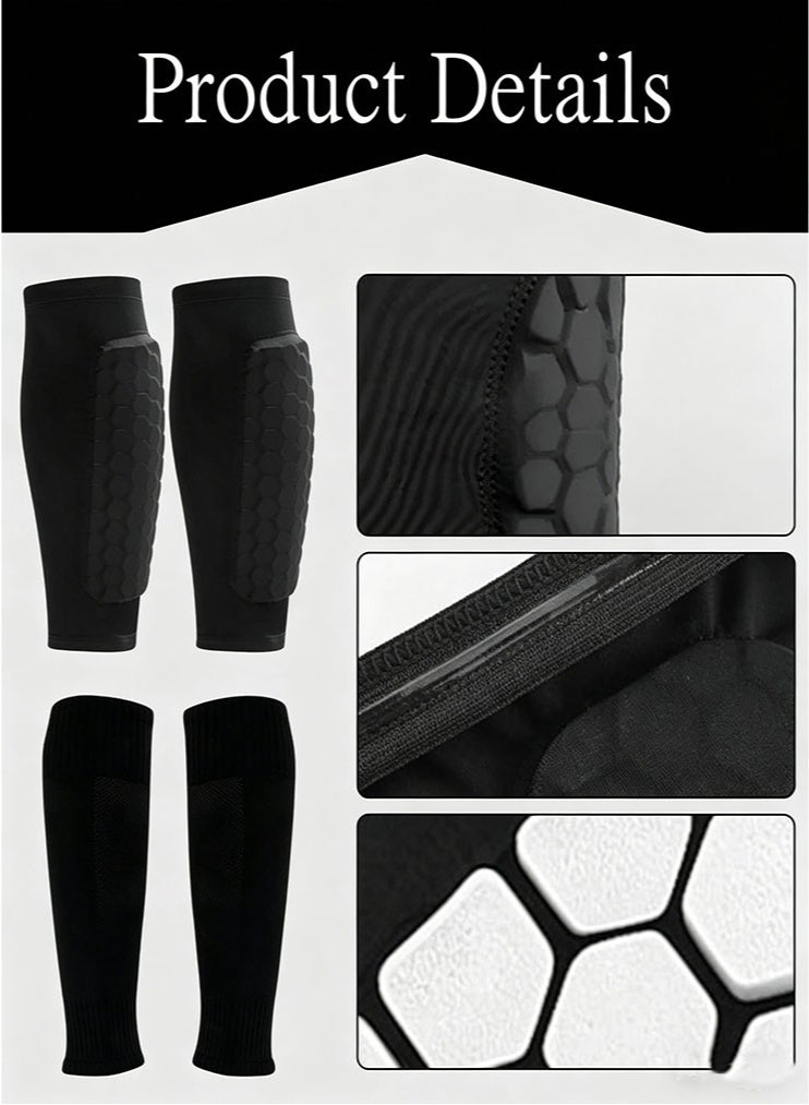 meayul 2 Pairs Shin Guards Football, Soccer Shin Pads with Honeycomb Pads, Elastic  Shin Protector for Teenagers and Aldult, Breathable Football Sock Sleeve for Football, Hockey, Fitness, Soccer Gam - Image 3