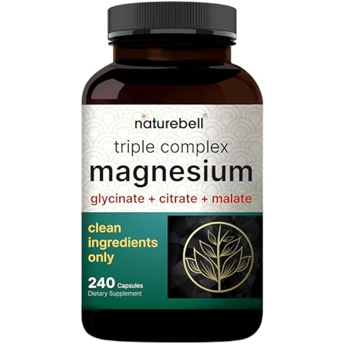 NatureBell Magnesium Complex for Women & Men 1,000mg Per Serving – 240 Capsules – Triple Magnesium Complex with Glycinate, Citrate & Malate – Chelated & Purified – Non‑GMO, Filler Free - Image 1