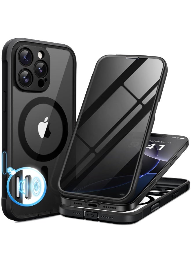 BERFY Magnetic for iPhone 16 Pro Max Case, Compatible with MagSafe, Built-in Privacy Screen Protector and Upgraded Camera Protection,Anti-Spy Full Body Shockproof Phone Case for 16 Pro Max 6.9", Black - Image 1
