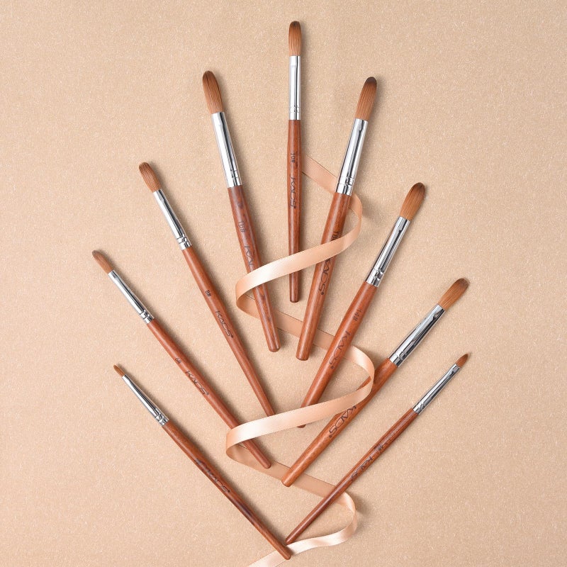 Rolabling Nail Brush Kolinsky Sable Acrylic Nail Art Brush Professional Red Wooden Nail Brush (8#) - Image 3