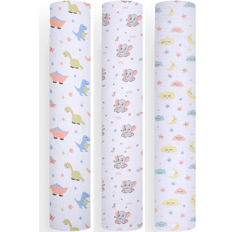 Threads & Yarn Threads Yarn Organic Muslin Cotton Swaddle Wrap for New Born 100 cm x 100 cm Multicolor Pack of 3 Baby3 - Image 1