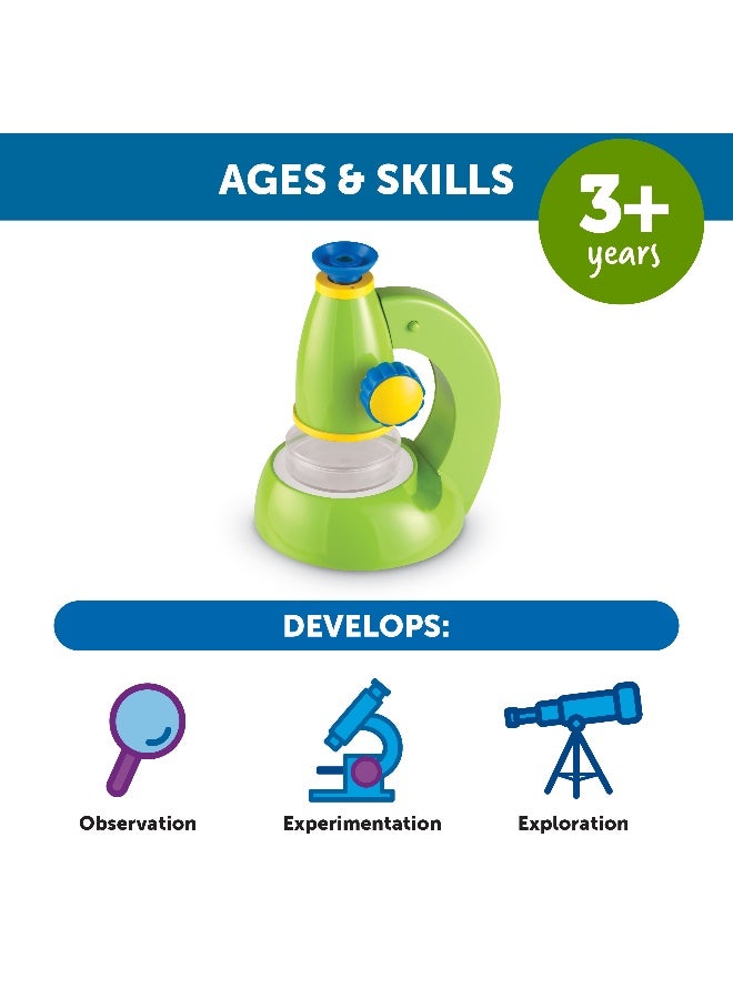 ليرننج ريسورسز موارد التعلم، مجهر ViewScope للعلوم الأساسية، مجهر عملي للأطفال، تكبير 20 ضعفًا، عارض قابل للفصل، عدسة عينية ناعمة للراحة، يتضمن جرابًا بلاستيكيًا شفافًا للعينات، مناسب للأعمار من 3 سنوات فما فوق - Image 4