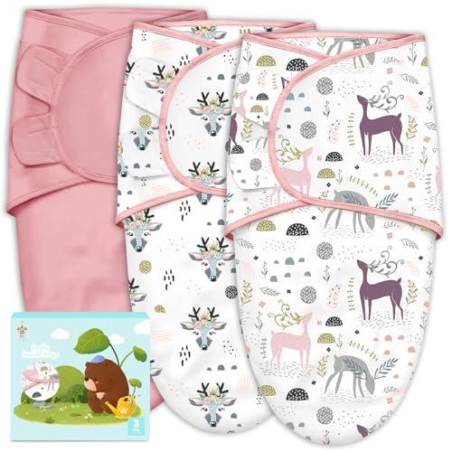Cute Castle 3-Pack Baby Swaddle Sleep Sacks - Newborn Swaddle Sack - Ergonomic Baby Swaddles Blanket Warp for Boys and Girls - Baby Essentials (0-3 Months - Pink) - Image 1