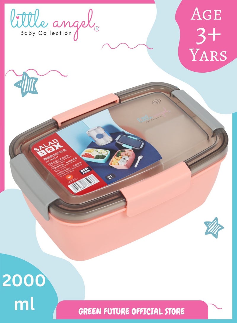 Little Angel Kids Bento Lunch Box 2000ml – Leak-Proof, Insulated, Eco-Friendly, with Compartments – Ideal for School & Travel - Image 1
