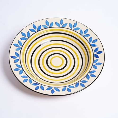 Caffeine Ceramic Handmade Stoneware Blue Asmiya Soup Plates/Pasta Plate/Macaroni Plate 9.5" Set of 2 Dishwasher & Microwave Safe - Image 3