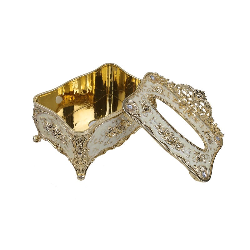 Geesatis Tissue Box Cover, Rectangle Tissue Box Holder, Rectangular Napkin Facial Tissues Holder for Bathroom Toilet Bedroom Living Room Table Desk Office Dresser, 1 Pcs Gold 7.5''x5''x4'' - Image 3