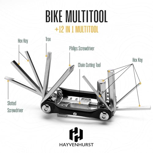 Hayvenhurst Bike Multitool - Bike Tool Kit -12 In 1 Lightweight Stainless Steel Bicycle Multi tool - Safety Locking, Survival Gear With Hex Key, Screwdriver, Chain Cutting Tool by Hayvenhurst - Image 3