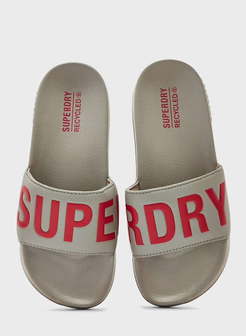 Superdry Code Logo Vegan Pool Slide Flip Flops