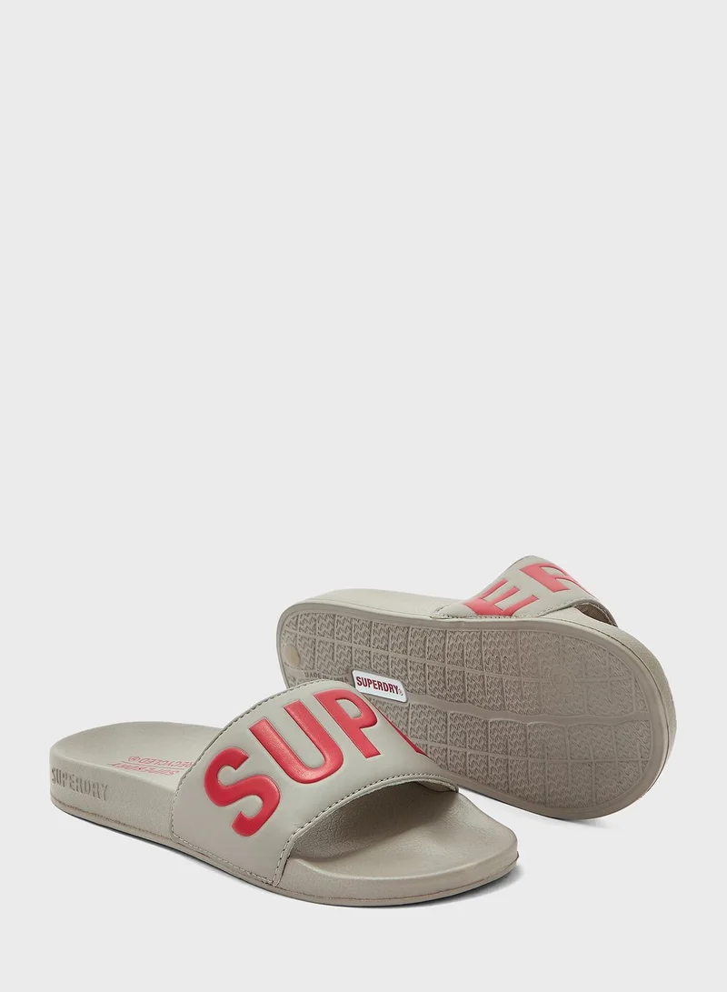 Superdry Code Logo Vegan Pool Slide Flip Flops