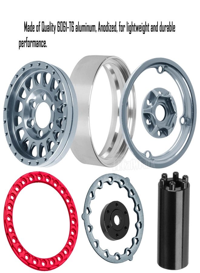 جنوط BRCatWPark RC 1.9 Dually Beadlock مع إزاحة قابلة للتعديل لسيارات الزحف RC من طرازات TRX4 وTRX6 وSCX10 وSCX10 II 90046 وSCX10 III AXI03007 وSCX10 Pro Gen7/8 D90 VS4-10 وMST CFX بمقياس 1/10، 4 قطع من جنوط سبائك التيتانيوم - Image 4