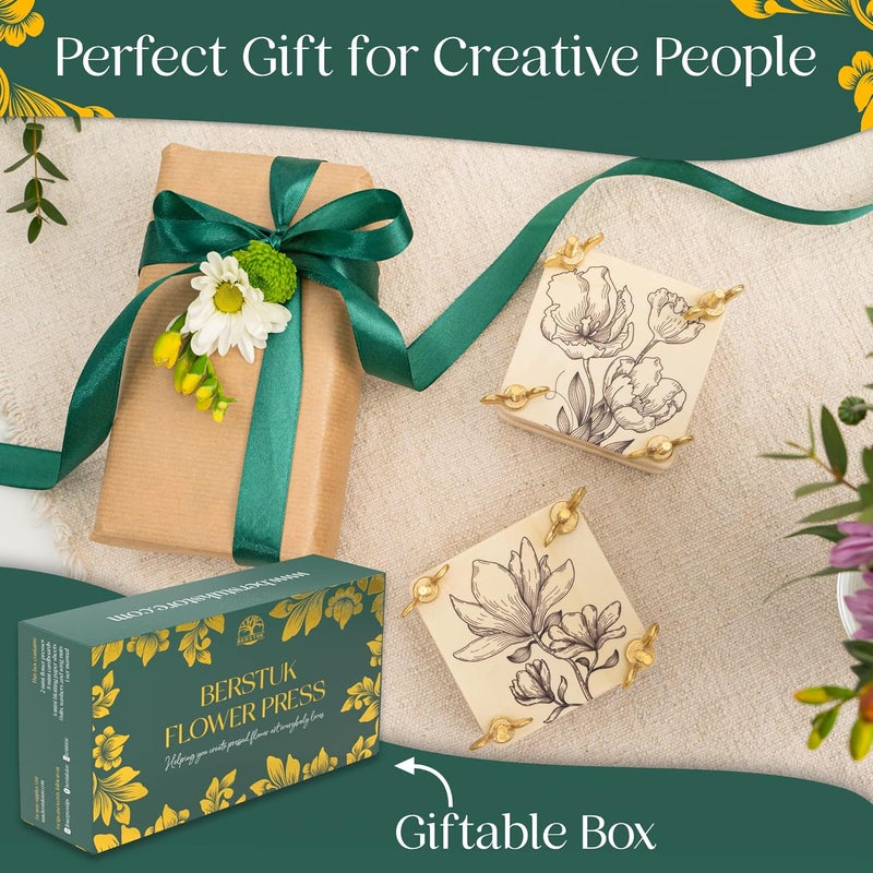 Berstuk Miniature Flower Press Kit for Adults - The Tiny Flower Preservation Kit Includes Two 3" x 3" Presses - Ideal Gift for Arts and Crafts Lovers - Image 5